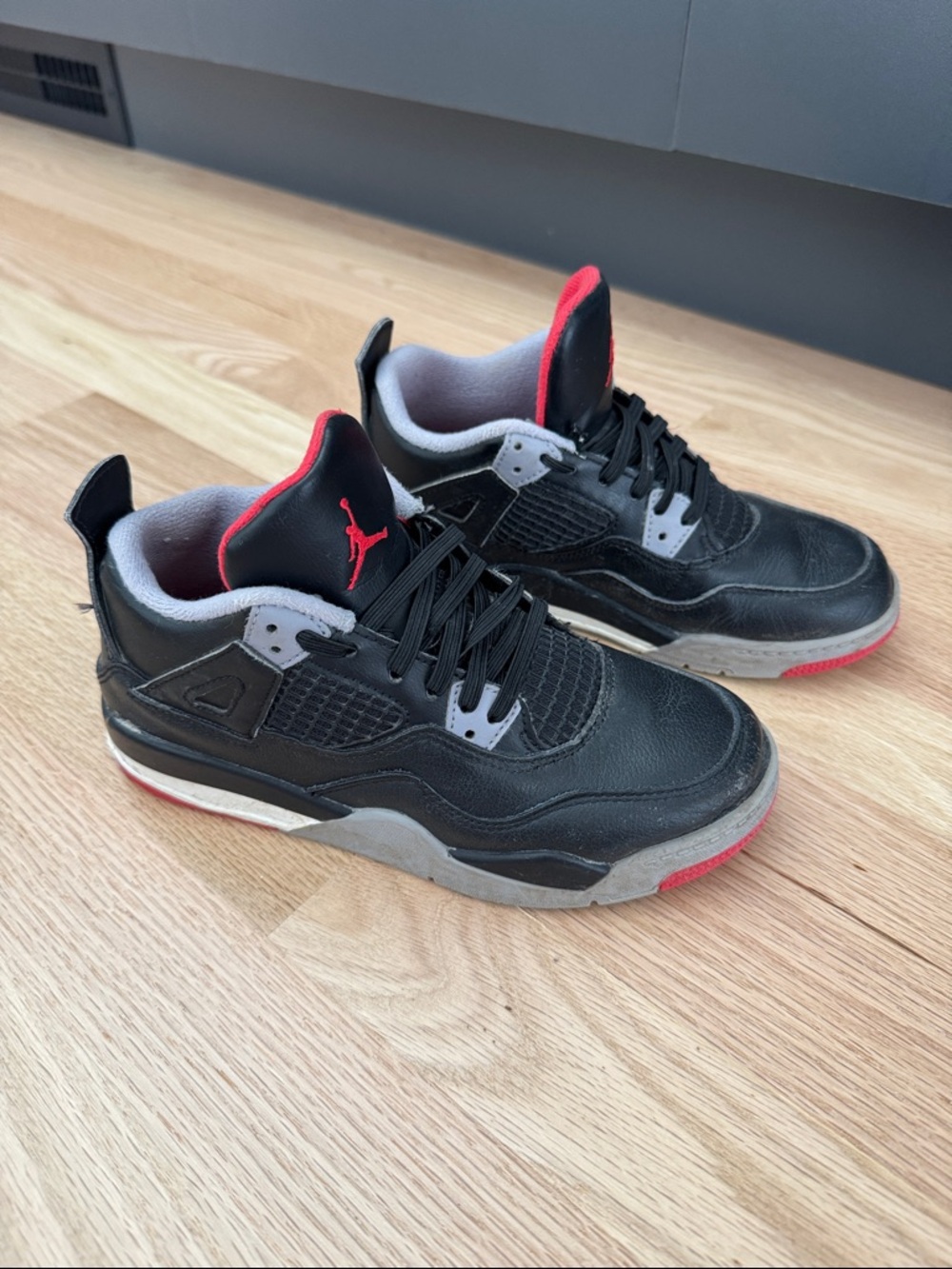 Nike Black/Red Retro Jordan 4 Basketball Sneakers